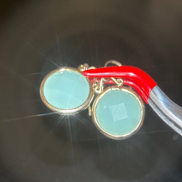 Green Round Stone Earrings - Picture 3 of 5